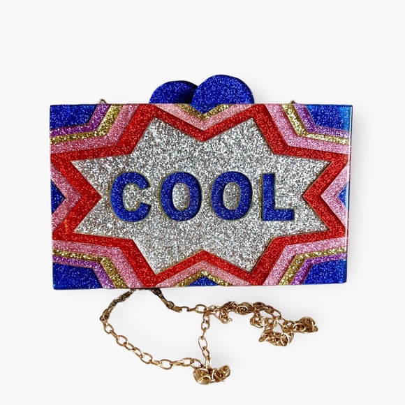 Bari Lynn Crazy Cool Sparkly Acrylic Box Bag Clutch Purse - Picture 2 of 6